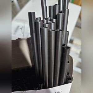 150 Count SO-NAP 7.75" Giant Straws - Black Unwrapped - Heavy Duty Plastic